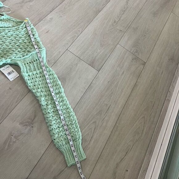 Free People Sweater top open knit size M mint green - Picture 4 of 10